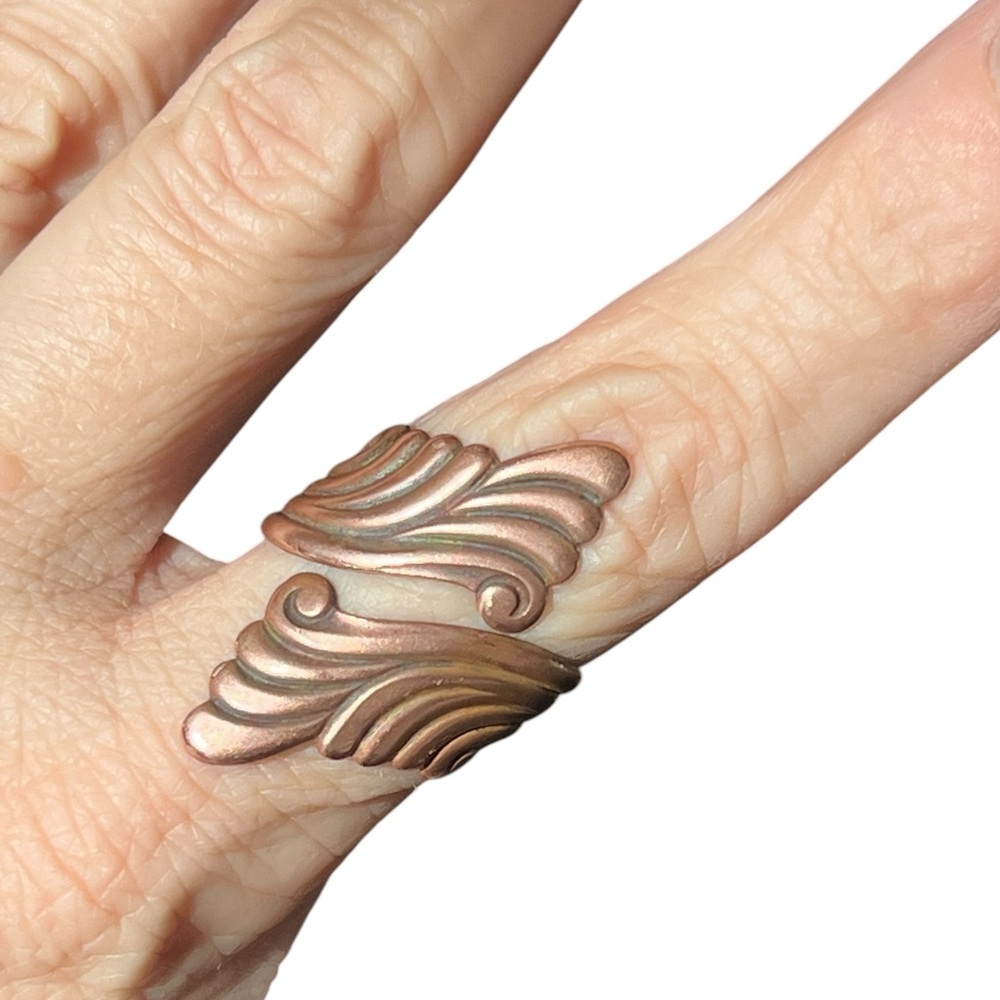Vintage Solid Copper Swirl Scroll Adjustable Ring… - image 3